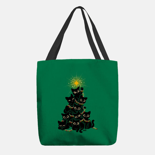 Meowy Christmas Tree-None-Basic Tote-Bag-worlddominationforcats