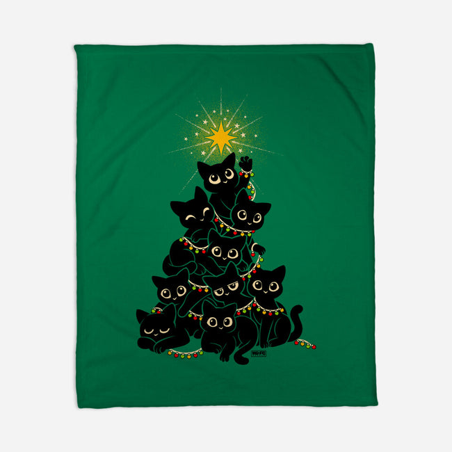 Meowy Christmas Tree-None-Fleece-Blanket-worlddominationforcats