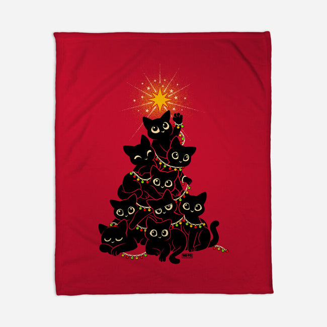 Meowy Christmas Tree-None-Fleece-Blanket-worlddominationforcats