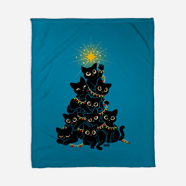 Meowy Christmas Tree-None-Fleece-Blanket-worlddominationforcats