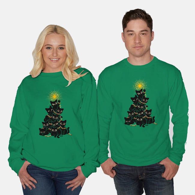Meowy Christmas Tree-Unisex-Crew Neck-Sweatshirt-worlddominationforcats