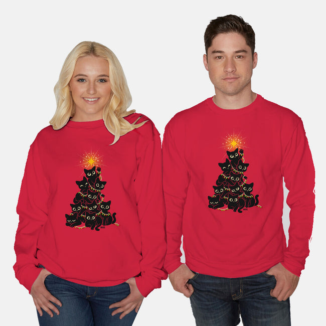 Meowy Christmas Tree-Unisex-Crew Neck-Sweatshirt-worlddominationforcats