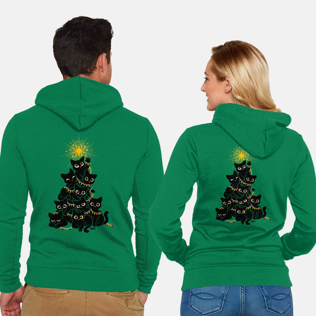 Meowy Christmas Tree-Unisex-Zip-Up-Sweatshirt-worlddominationforcats