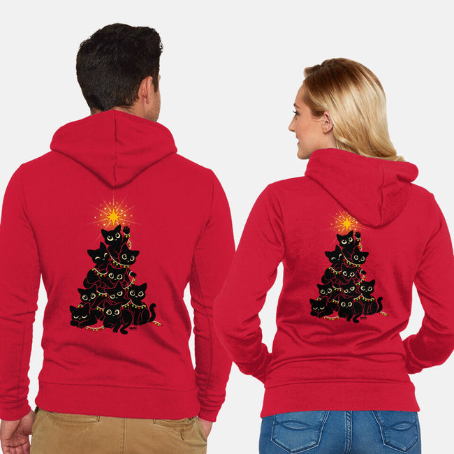 Meowy Christmas Tree-Unisex-Zip-Up-Sweatshirt-worlddominationforcats