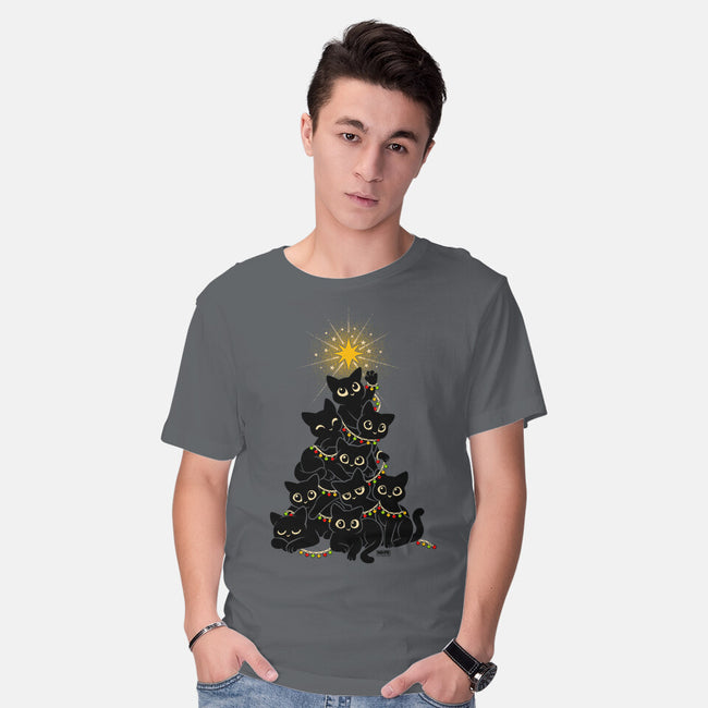 Meowy Christmas Tree-Mens-Basic-Tee-worlddominationforcats