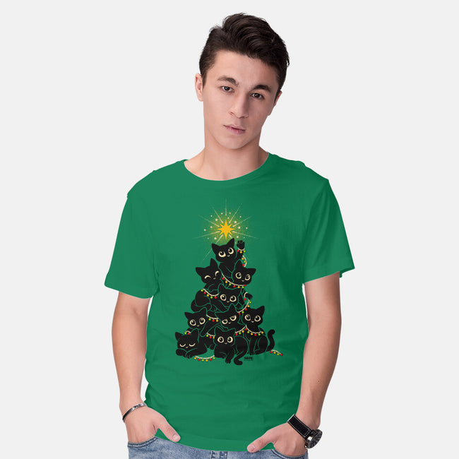 Meowy Christmas Tree-Mens-Basic-Tee-worlddominationforcats