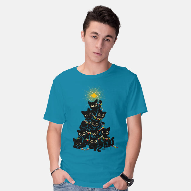 Meowy Christmas Tree-Mens-Basic-Tee-worlddominationforcats