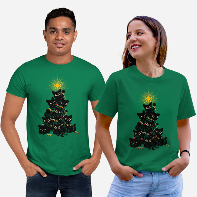 Meowy Christmas Tree-Unisex-Basic-Tee-worlddominationforcats