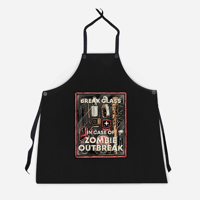 In Case Of Zombie Outbreak-Unisex-Kitchen-Apron-glitchygorilla