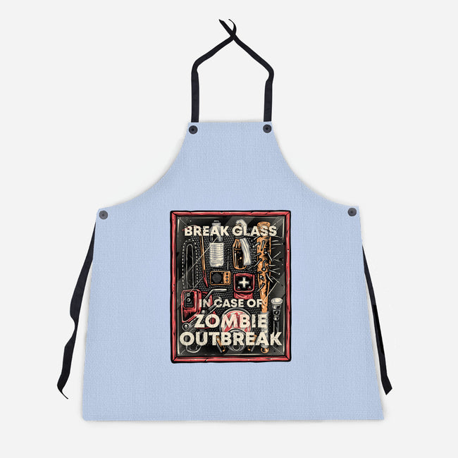 In Case Of Zombie Outbreak-Unisex-Kitchen-Apron-glitchygorilla