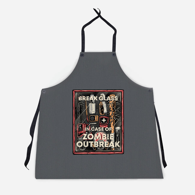 In Case Of Zombie Outbreak-Unisex-Kitchen-Apron-glitchygorilla