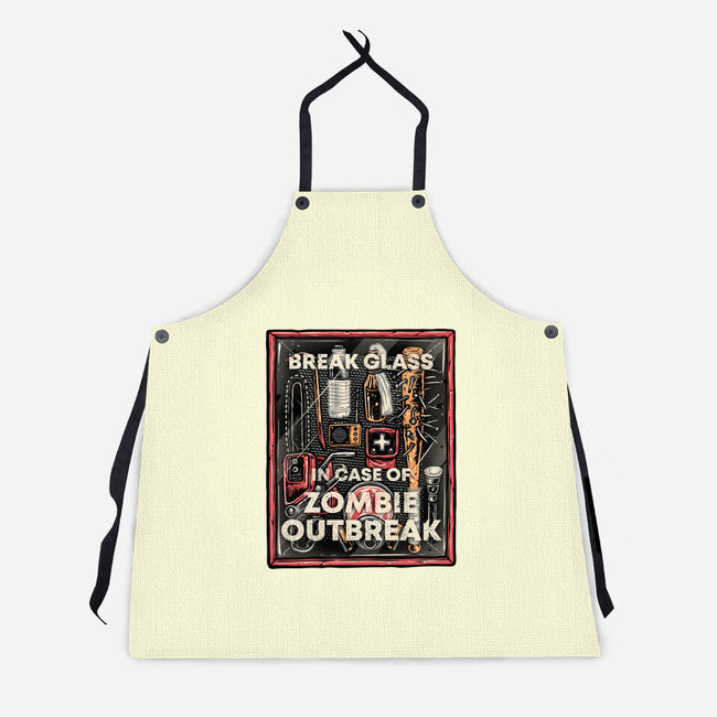 In Case Of Zombie Outbreak-Unisex-Kitchen-Apron-glitchygorilla