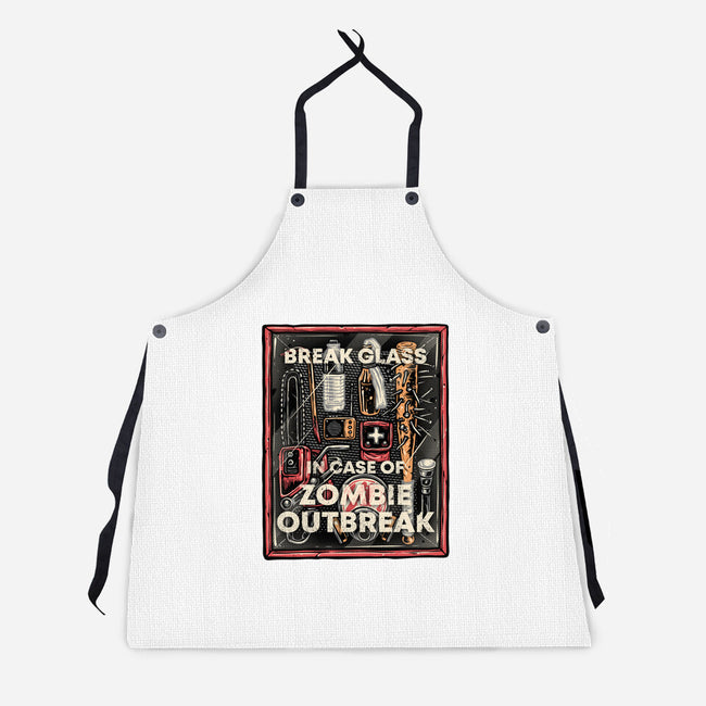 In Case Of Zombie Outbreak-Unisex-Kitchen-Apron-glitchygorilla