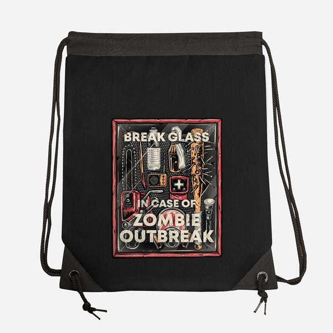 In Case Of Zombie Outbreak-None-Drawstring-Bag-glitchygorilla