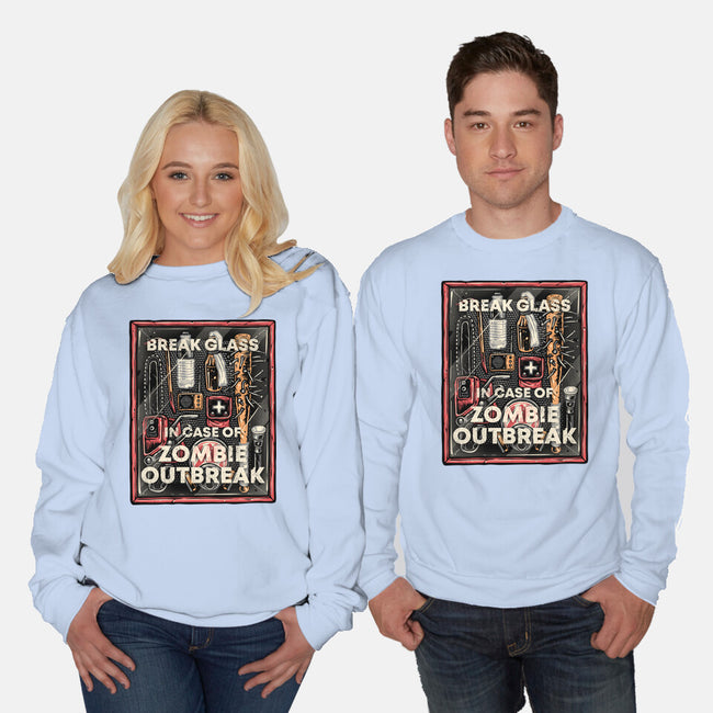 In Case Of Zombie Outbreak-Unisex-Crew Neck-Sweatshirt-glitchygorilla