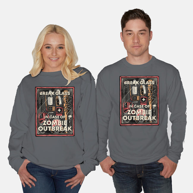 In Case Of Zombie Outbreak-Unisex-Crew Neck-Sweatshirt-glitchygorilla