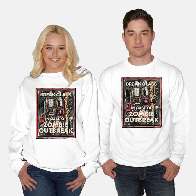 In Case Of Zombie Outbreak-Unisex-Crew Neck-Sweatshirt-glitchygorilla