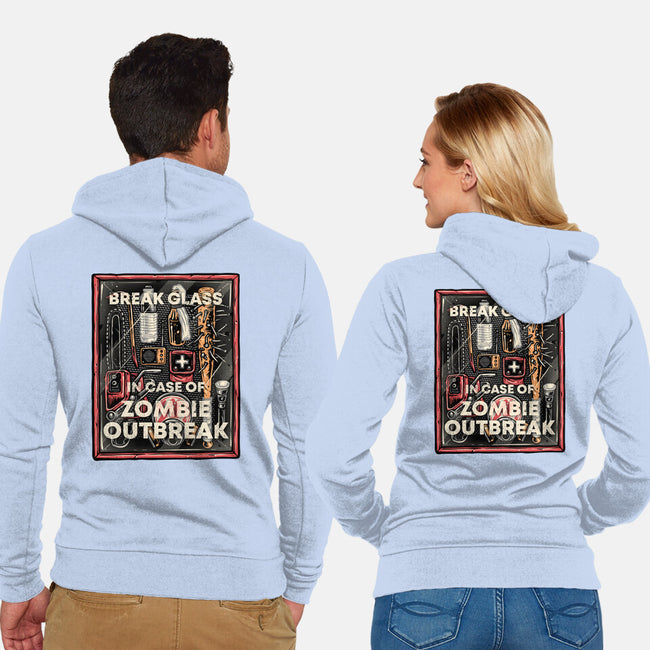 In Case Of Zombie Outbreak-Unisex-Zip-Up-Sweatshirt-glitchygorilla