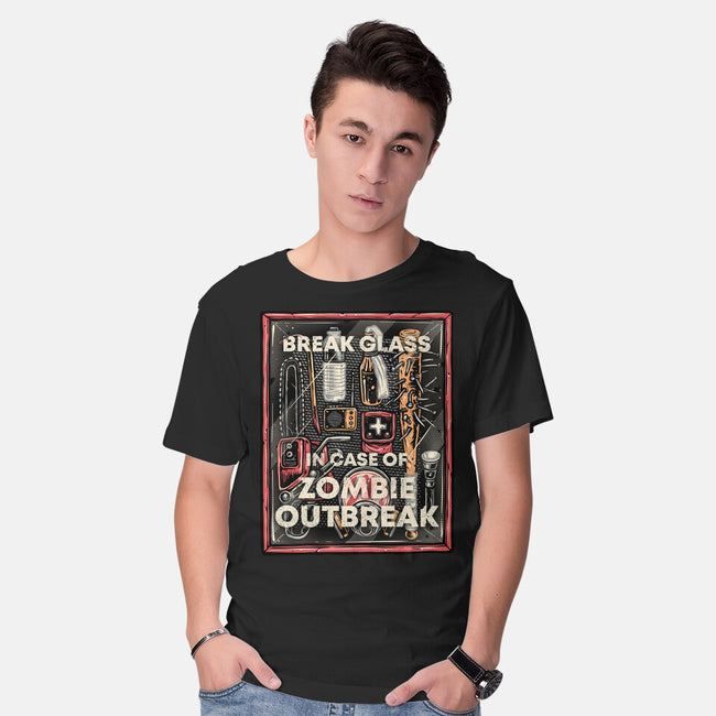 In Case Of Zombie Outbreak-Mens-Basic-Tee-glitchygorilla