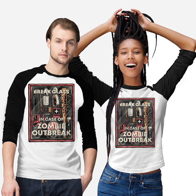 In Case Of Zombie Outbreak-Unisex-Baseball-Tee-glitchygorilla