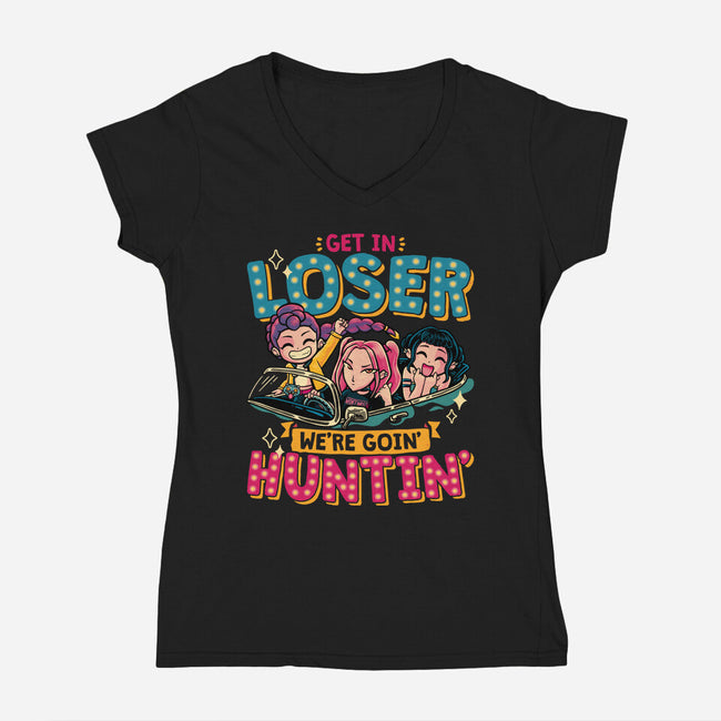 Mean Hunters-Womens-V-Neck-Tee-teesgeex
