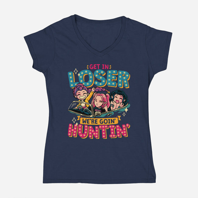 Mean Hunters-Womens-V-Neck-Tee-teesgeex