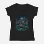 The Cat And The Robot-Womens-V-Neck-Tee-zascanauta