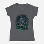 The Cat And The Robot-Womens-V-Neck-Tee-zascanauta