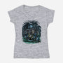 The Cat And The Robot-Womens-V-Neck-Tee-zascanauta