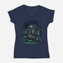 The Cat And The Robot-Womens-V-Neck-Tee-zascanauta