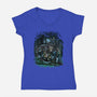 The Cat And The Robot-Womens-V-Neck-Tee-zascanauta