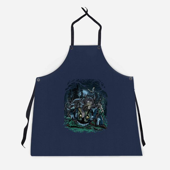 The Cat And The Robot-Unisex-Kitchen-Apron-zascanauta
