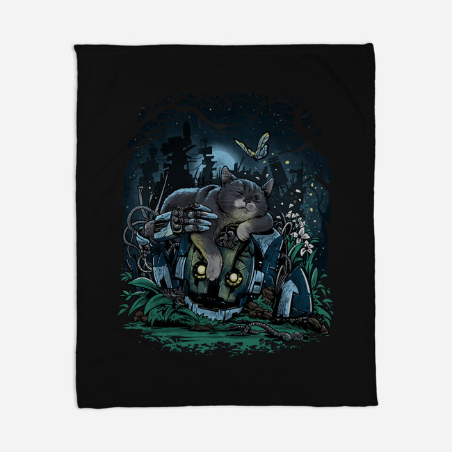 The Cat And The Robot-None-Fleece-Blanket-zascanauta
