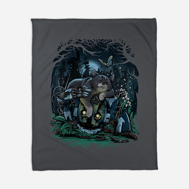 The Cat And The Robot-None-Fleece-Blanket-zascanauta