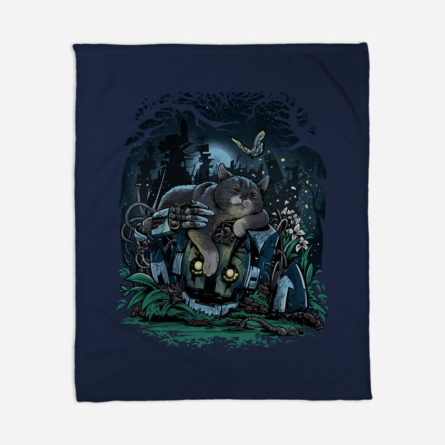 The Cat And The Robot-None-Fleece-Blanket-zascanauta