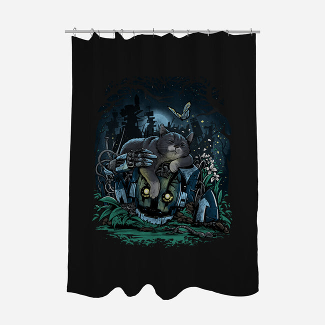 The Cat And The Robot-None-Polyester-Shower Curtain-zascanauta
