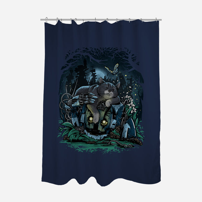 The Cat And The Robot-None-Polyester-Shower Curtain-zascanauta