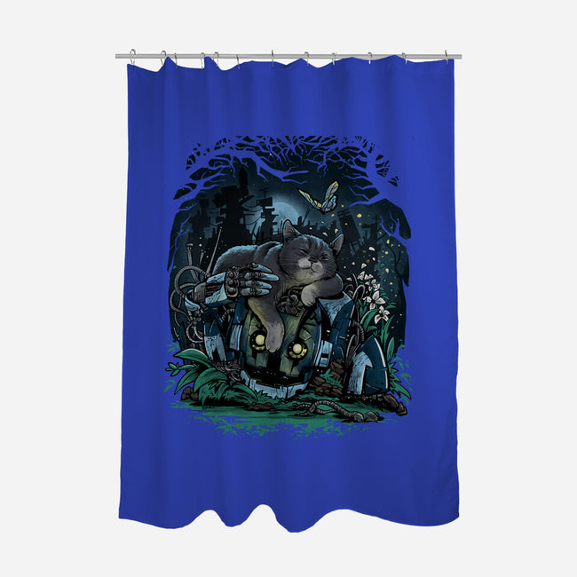 The Cat And The Robot-None-Polyester-Shower Curtain-zascanauta