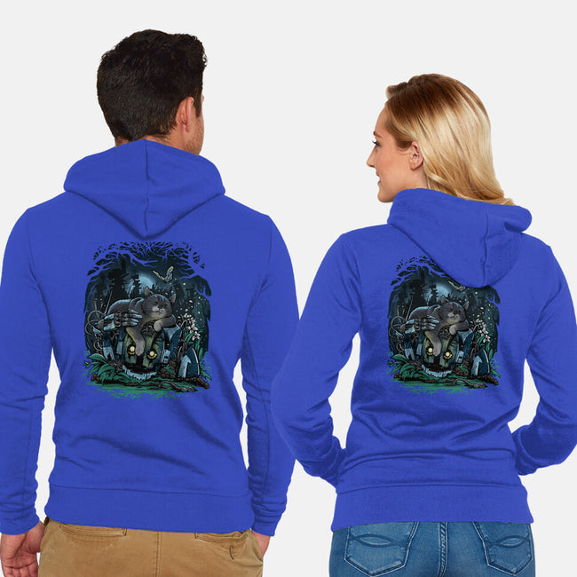 The Cat And The Robot-Unisex-Zip-Up-Sweatshirt-zascanauta