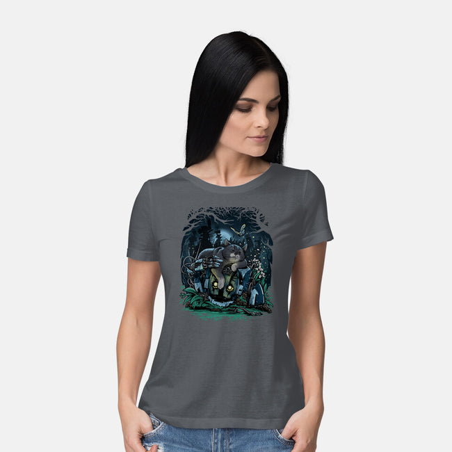 The Cat And The Robot-Womens-Basic-Tee-zascanauta