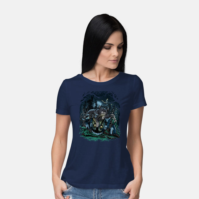 The Cat And The Robot-Womens-Basic-Tee-zascanauta
