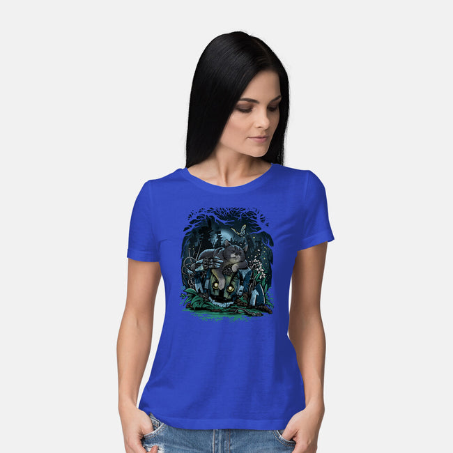 The Cat And The Robot-Womens-Basic-Tee-zascanauta