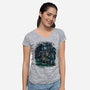 The Cat And The Robot-Womens-V-Neck-Tee-zascanauta