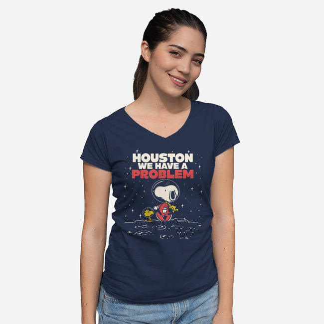 We Have A Bit Of A Problem-Womens-V-Neck-Tee-turborat14