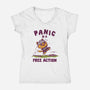 Panic Is A Free Action-Womens-V-Neck-Tee-kg07
