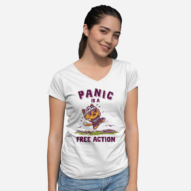 Panic Is A Free Action-Womens-V-Neck-Tee-kg07