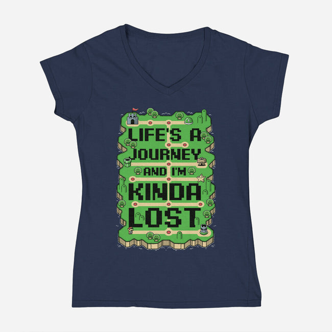 Vintage Game Lost Map-Womens-V-Neck-Tee-Studio Mootant