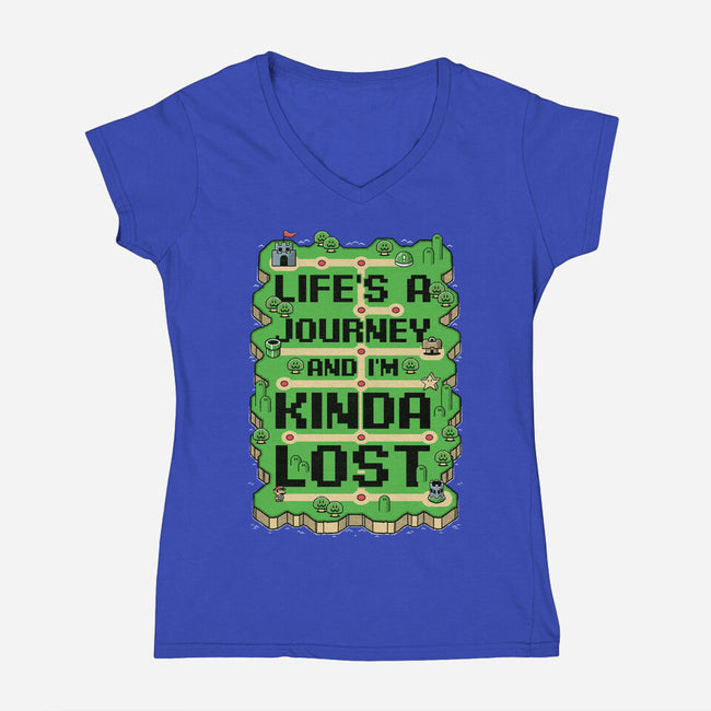 Vintage Game Lost Map-Womens-V-Neck-Tee-Studio Mootant