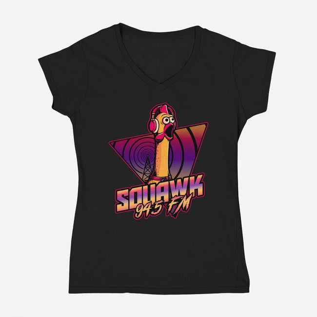 Chicken Vaporwave Radio-Womens-V-Neck-Tee-Studio Mootant