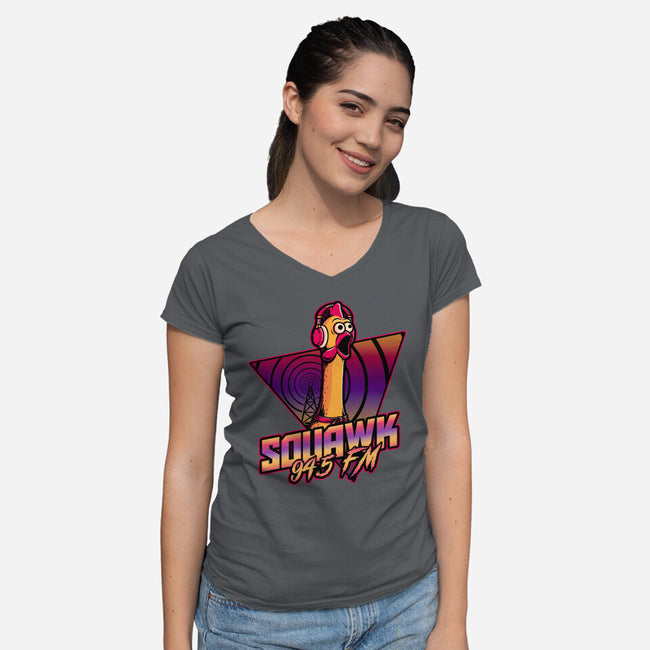 Chicken Vaporwave Radio-Womens-V-Neck-Tee-Studio Mootant